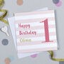 Candy Stripe 1st Birthday Card, thumbnail 3 of 7