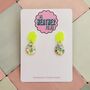 Splat Drop Glitter Resin Statement Earrings / Artist Statement Jewellery Pop Art Inspired Gift / Retro Nickelodeon Vibes / Abstract Drop Jewellery Bold Colourful Statement / Art Teacher Gift Creative Sparkle Accessory, thumbnail 1 of 10