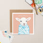 Baby Lamb With Peach Background Card, thumbnail 1 of 2