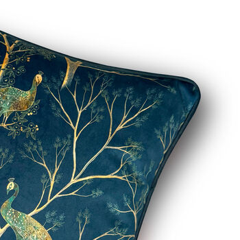 Luxury Super Soft Velvet Cushion Peacock Blue With Optional Piping, 5 of 8