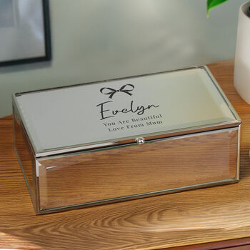 Personalised Bow Mirrored Jewellery Box Gift For Her, 6 of 6