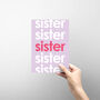 'Sister' Birthday Card Modern Typography, thumbnail 3 of 3