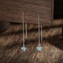 Aquamarine Blue Star Cz Threader Earrings, thumbnail 1 of 8