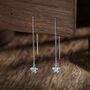 Aquamarine Blue Star Cz Threader Earrings, thumbnail 1 of 9