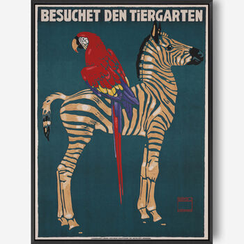 Vintage Munich Zoo Zebra, Canvas Art, 8 of 8