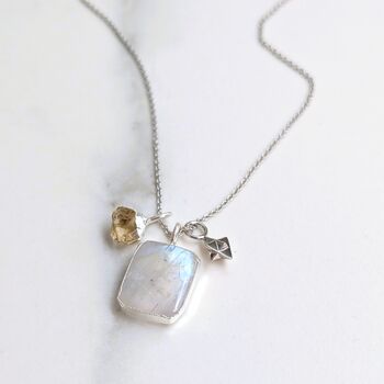 The Trio Moonstone Necklace, Silver, 3 of 7