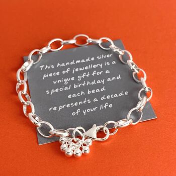 80th Birthday Sterling Silver Beads Bracelet, 2 of 4