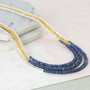 Blue Sapphire September Birthstone Bead Necklace, 2 of 4