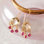 Citrine And Ruby Gold And Silver Dangly Drop Earrings, thumbnail 6 of 11