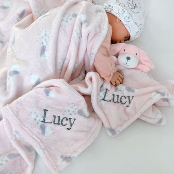 Personalised Pink Dalmatian Puppy Comforter And Blanket, 2 of 12