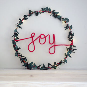 Joy Holly Wreath Light, 5 of 12