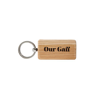 Up North Rectangular Oak Keyring 'Our Gaff' | Novelty Keyring | House Keys, 2 of 2