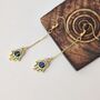 Hamsa Fatima Hand Protection Evil Eye Tassel Hand Drop Earring, thumbnail 1 of 2
