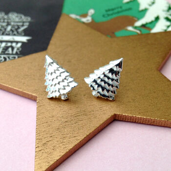 Sterling Silver Christmas Tree Earrings, 2 of 11