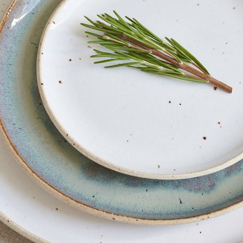Handmade Stoneware Dinner Plate Cool White By Chilled Indigo Life Store