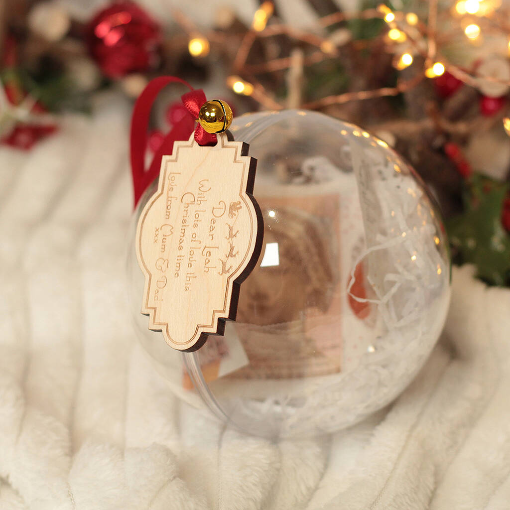 personalised christmas money box baubles