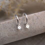 North Star Personalised Initial Charm Hoop Earrings In Silver Or Gold, thumbnail 5 of 5