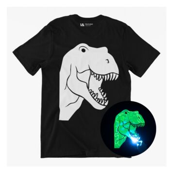 T Rex Dinosaur Interactive Glow In The Dark T Shirt, 10 of 12