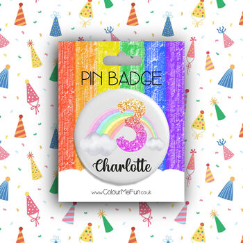 Personalised Rainbow Birthday Badge, 2 of 4