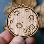 Personalised Space Themed Wooden Keyring | Astronaut, Rocket, Moon And Ufo Name Charm, thumbnail 5 of 9