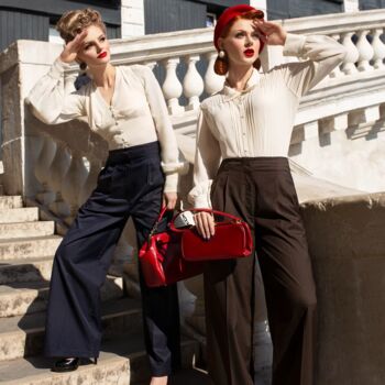 Tailored Audrey Trousers In Burgundy 1940s Style, 2 of 2
