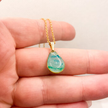 Aqua Blue Dainty Teardrop Necklace For Her, 6 of 11