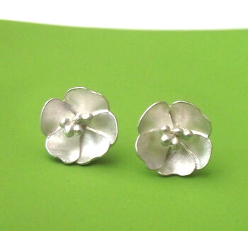 Sterling Silver Buttercup Flower Earrings, 12 of 12