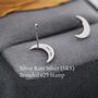 Crescent Moon Stud Earrings In Sterling Silver, thumbnail 4 of 12