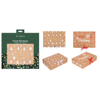 Kraft Christmas Snowflake Gift Boxes Two Pack, 7 of 8