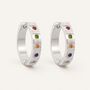 Silver Rainbow Gemstone Huggie Hoop Earrings, thumbnail 1 of 6