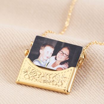 Personalised Envelope Locket Necklace With Hidden Photo, 8 of 9