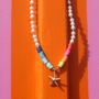 Beach Beaded Rainbow Starfish Necklace, thumbnail 1 of 7