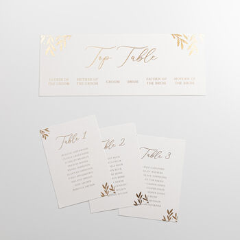 Gold Leaves Wedding Table Plan Cards, 2 of 3