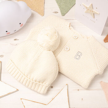 White Christening Bubble Cardigan And Hat Set, 7 of 12