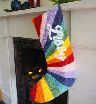 Custom Rainbow Stripe Christmas Stocking, 2 of 4