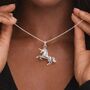 Personalised Sterling Silver And Gold Unicorn Pendant Necklace, thumbnail 2 of 10