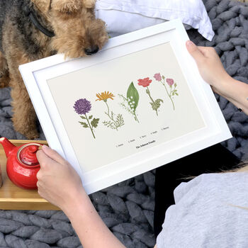 Father's Day Family Birth Flower Print Personalised, 4 of 4