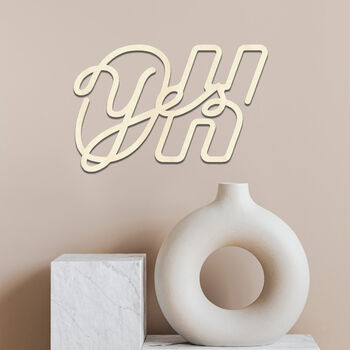 Oh Yes Bold Script Wooden Sign Modern Typography Art, 7 of 9