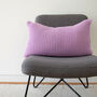 Hand Knit Simple Stitch Cushion In Lavender, thumbnail 4 of 5