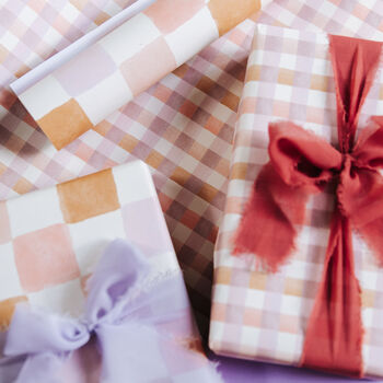 Pastel Checkerboard And Gingham Gift Wrap Set For All Occasions, 4 of 7
