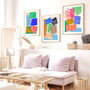 Colourful Abstract Cut Out Shapes Print Set Of Three, thumbnail 1 of 12