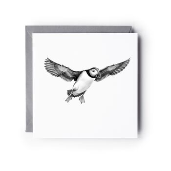 Flying Puffin Seaside Greeting Card, 2 of 6