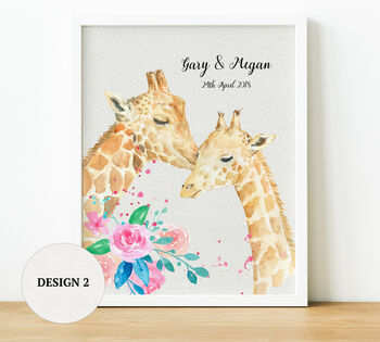 Personalised Giraffe Couple Anniversary Gift, 4 of 5