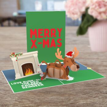 Rudeolph The Red Knobbed Reindeer 3D Pop Up Xmas Card, 7 of 8