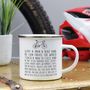 'Give A Man A Bike' Enamel Mug, thumbnail 4 of 10