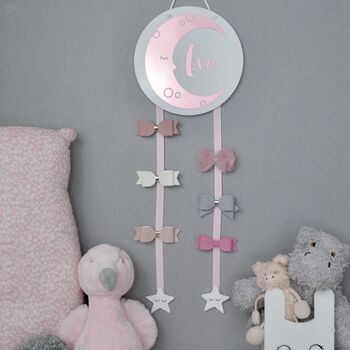 Girls Personalised Moon And Star Hair Bow Holder, 3 of 7