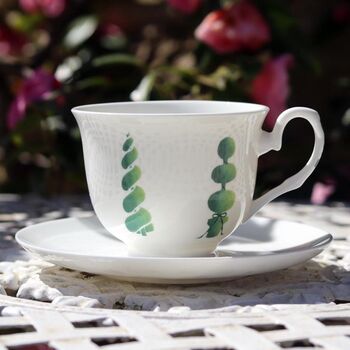 Topiary Hand Decorated Bone China Tea Cup And Saucer, 2 of 6