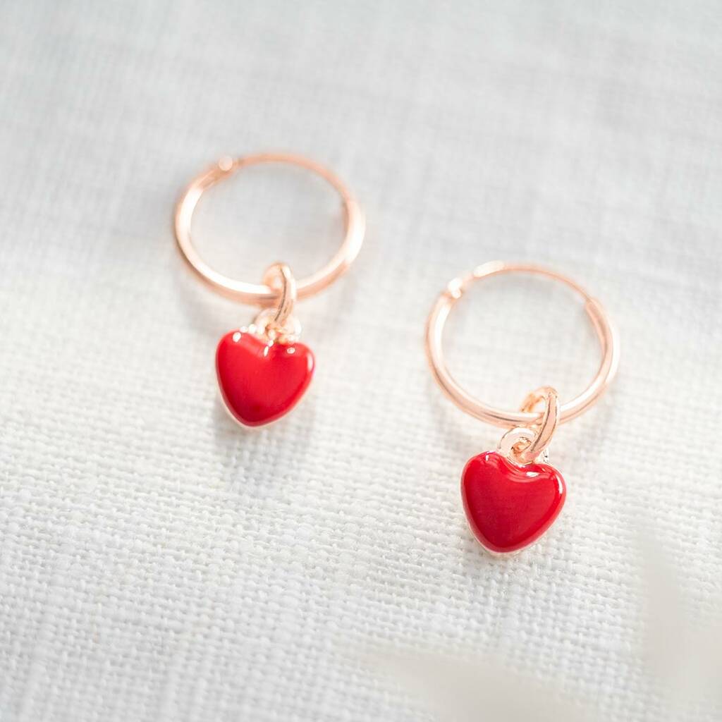 Enamel Heart Hoop Earrings By Bloom Boutique | notonthehighstreet.com