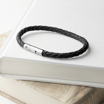 Personalised Men's Compass Capsule Leather Bracelet, 6 of 12