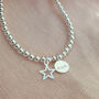 Sterling Silver Personalised Open Star Charm Initial Stretch Bracelet, thumbnail 3 of 9